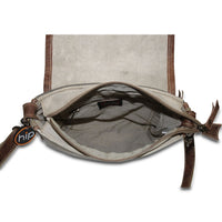 Canvas Bag-Leather Flap Sling Bag