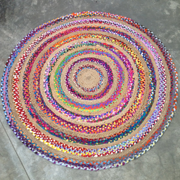 Jute & Chindi Round Rug - 150cm D