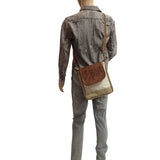 Canvas Bag-Leather Flap Sling Bag